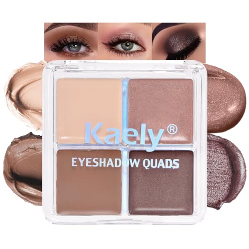 Kaely Powder Eyeshadow Quad, Taupe Matte Glitter Eyeshadow Palette Makeup, Neutral Highly Pigmented Eye Shadow Palette Waterproof, sombras para ojos, Blendable, Cruelty-free