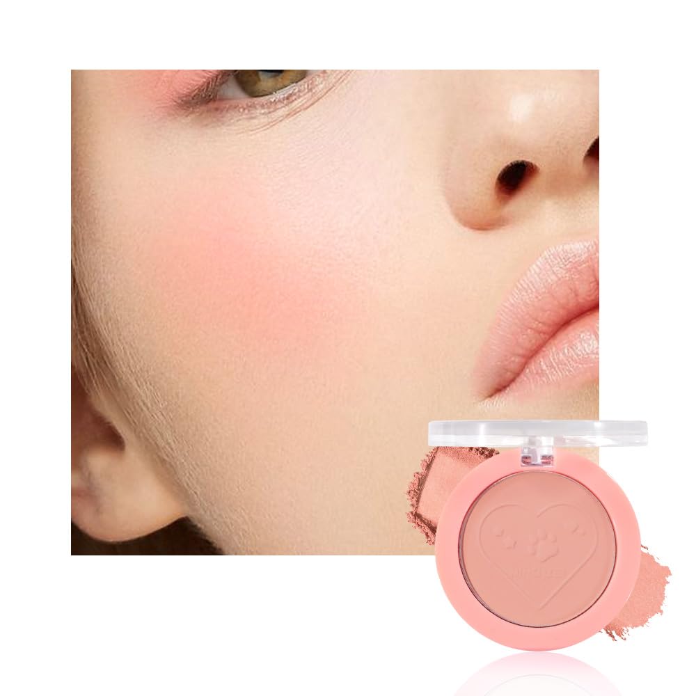 Warm Orange Powder Matte Blush with Mirror – Lightweight Smooth Blendable Baked Blush, Fade & Transfer-Resistant, Natural Matte Finish, Vegan & Cruelty Free, Perfect Makeup Gift for Women #02