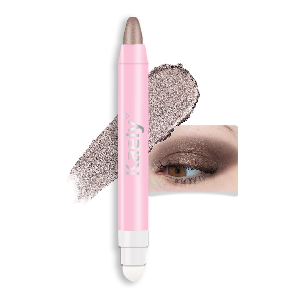 Kaely 2in1 Cream Eye Shadow Brightener Sticks for Eyes, Pencil Eyeshadow Applicator Stick Waterproof Pigmented, Eye Shadow Palette Highlighter Makeup, sombras para ojos, 17 Champagne Shimmer