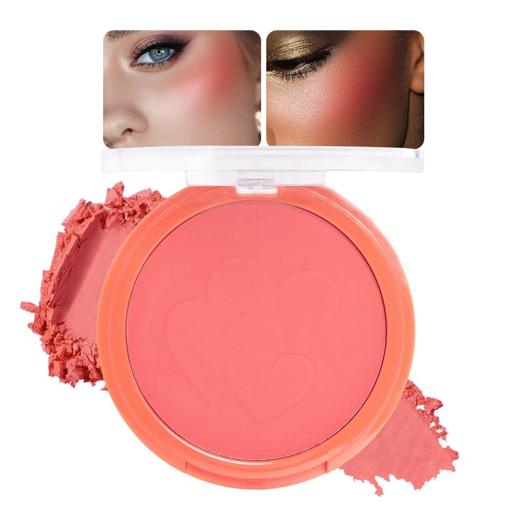 Matte Blush Cream Quads Makeup Palette, Blushes for Older Women Lip and Cheek Dual Blush Palette, Natural Lasting Pinkish Light Peach Light Brown and Orange Red, Paleta de rubor 4 colores