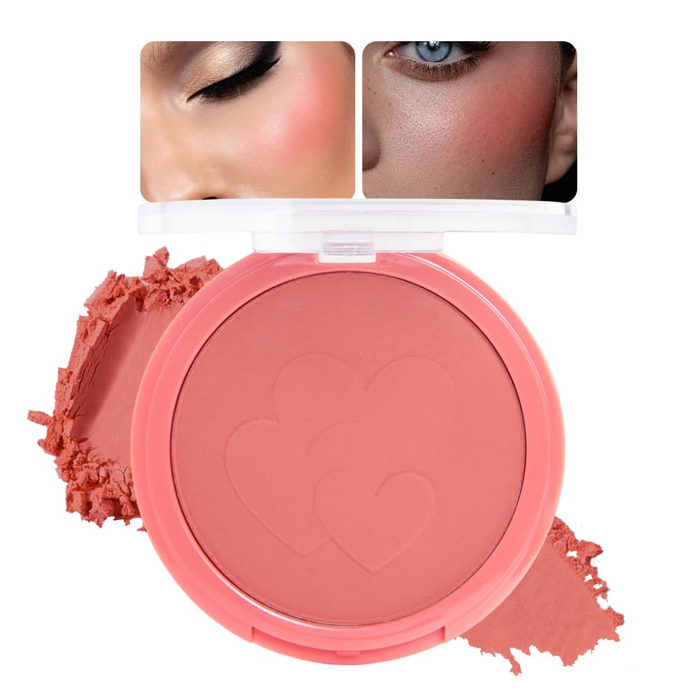 Matte Blush Cream Quads Makeup Palette, Blushes for Older Women Lip and Cheek Dual Blush Palette, Natural Lasting Pinkish Light Peach Light Brown and Orange Red, Paleta de rubor 4 colores