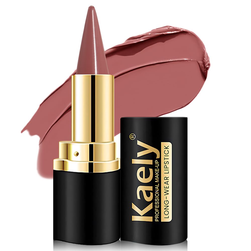 Kaely Dark Brown Gradient Matte Lip Liner Pencil & Lipstick Crayon Combo for Women, 2in1 Flawless Contour Gradual Ombre Effect Lip Pencil Makeup Waterproof, labiales mate 24 horas originales, 15