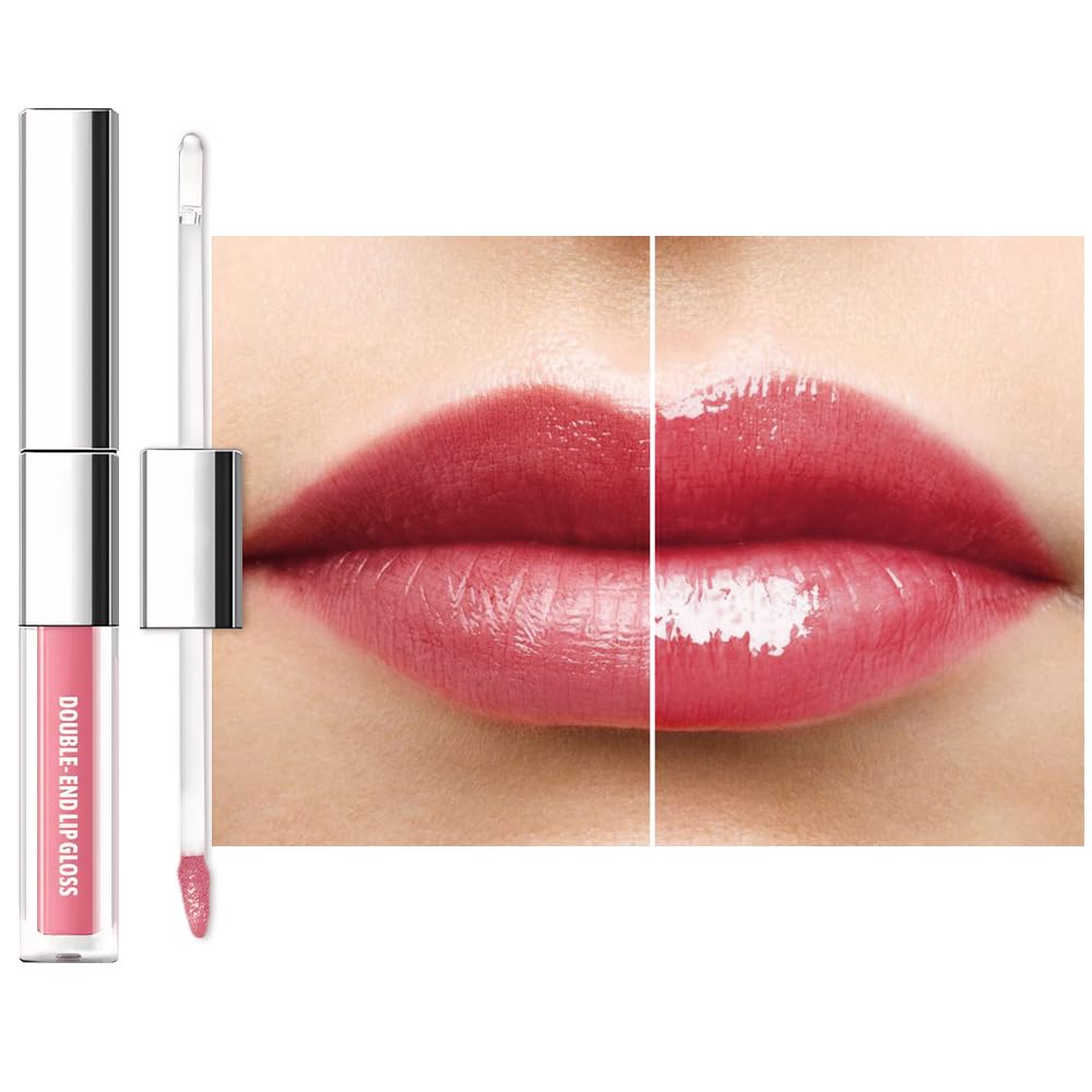 2-in-1 Matte Liquid Lipstick & Clear Lip Gloss, Long Lasting Waterproof Smudge Proof 24 Hour Lip Color Stain, Non Stick & Non Fading,Vegan Matte Makeup Lip Stain for Women,Warm Orange Brown #01