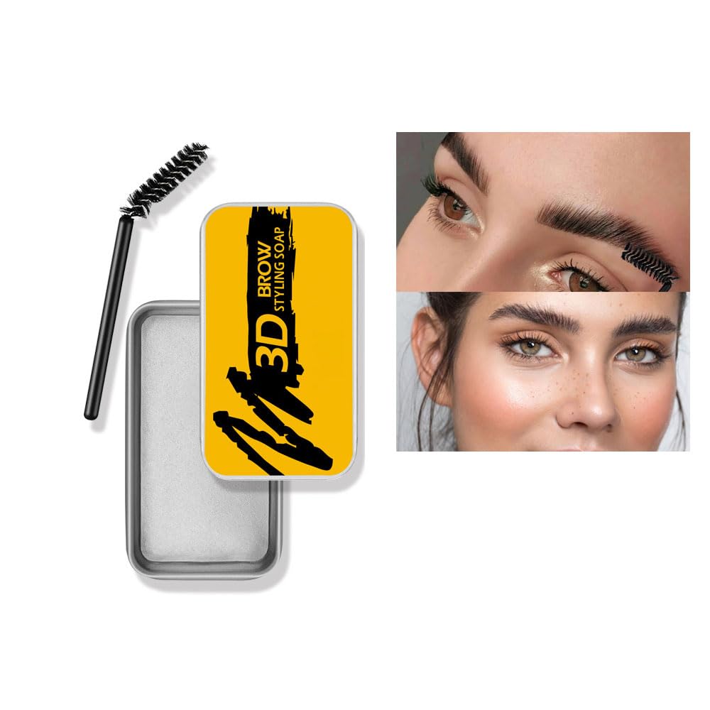Soap Brows Kit,2Pcs/Set Eyebrow Freeze Styling Wax,Waterproof Long-lasting Eyebrows Enhancer Shaping Clear Tint Gel, Eye Brow Makeup Balm Pomade Cosmetics