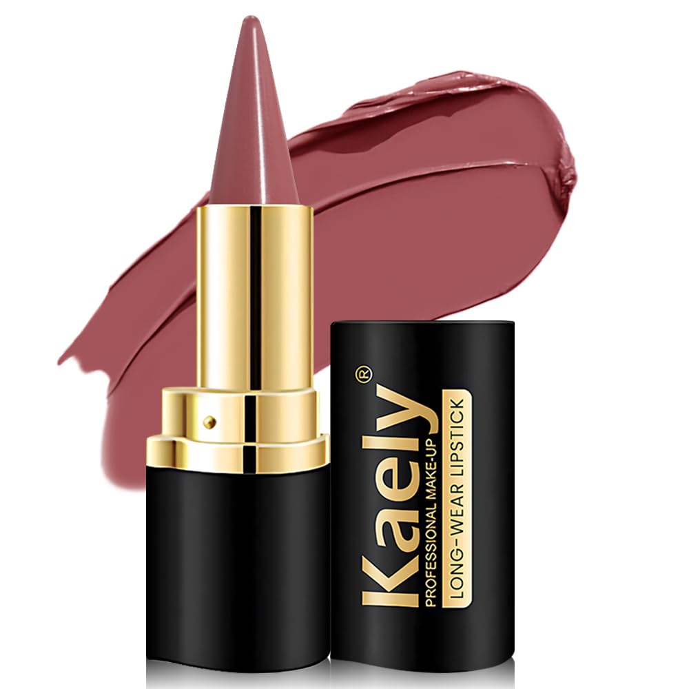 Kaely Dark Brown Gradient Matte Lip Liner Pencil & Lipstick Crayon Combo for Women, 2in1 Flawless Contour Gradual Ombre Effect Lip Pencil Makeup Waterproof, labiales mate 24 horas originales, 15