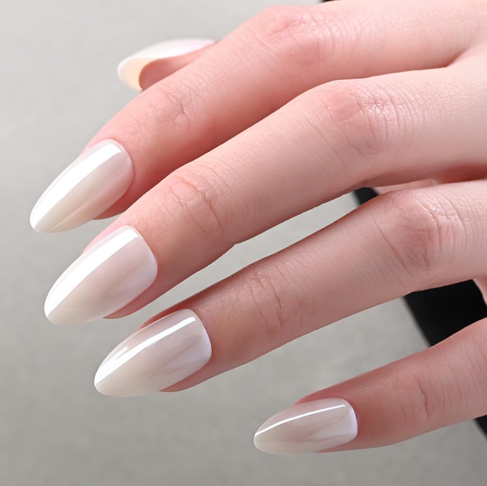 Cat Eye Press on Nails Short Almond - Dark Purple Chameleon Shimmer Glossy Press on Nails for Gift, Soft Gel Press Glue On Nail with Nail Glue, Supremely Fit Full Cover Reusable Acrylic Fake Nails Kit