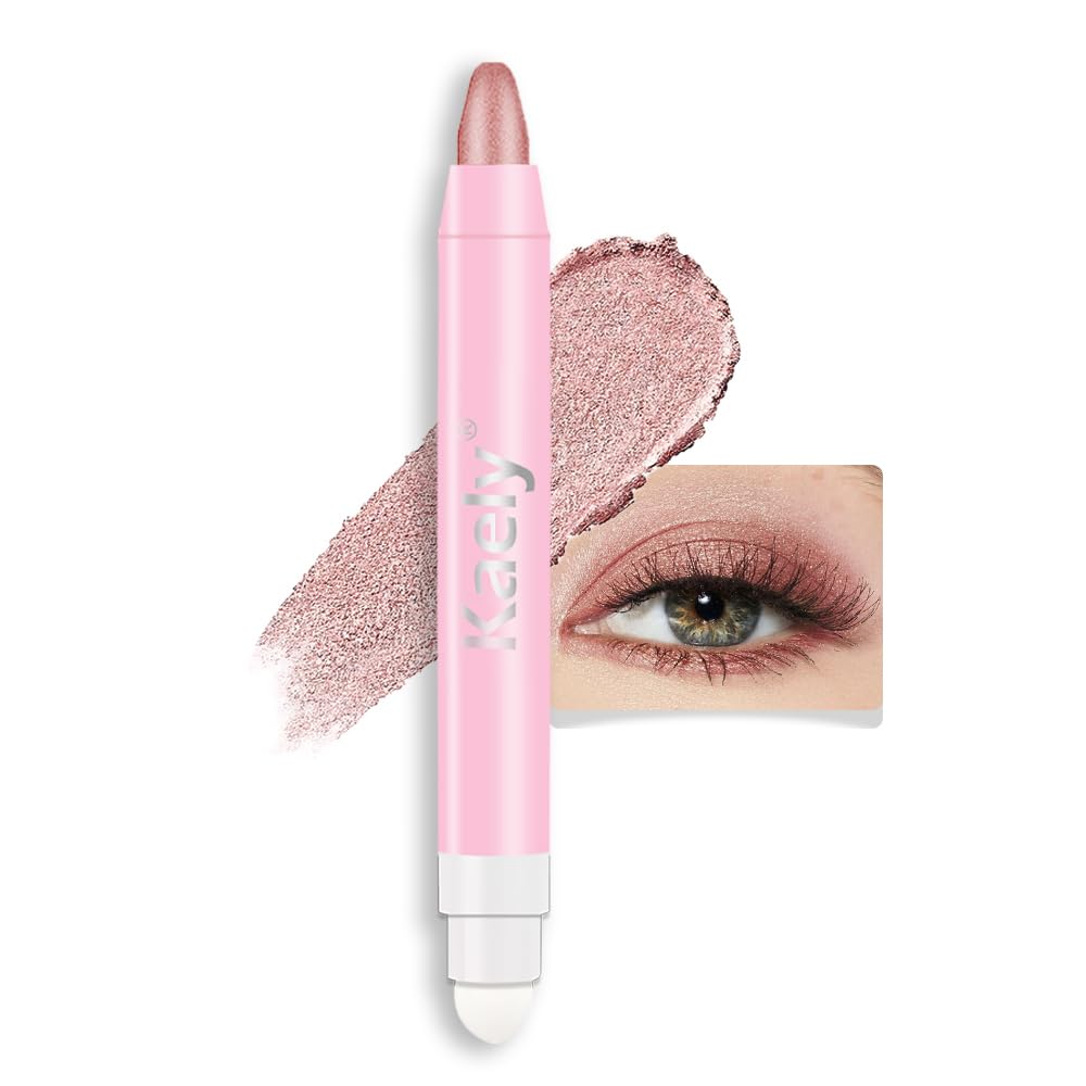 Kaely 2in1 Cream Eye Shadow Brightener Sticks for Eyes, Pencil Eyeshadow Applicator Stick Waterproof Pigmented, Eye Shadow Palette Highlighter Makeup, sombras para ojos, 17 Champagne Shimmer