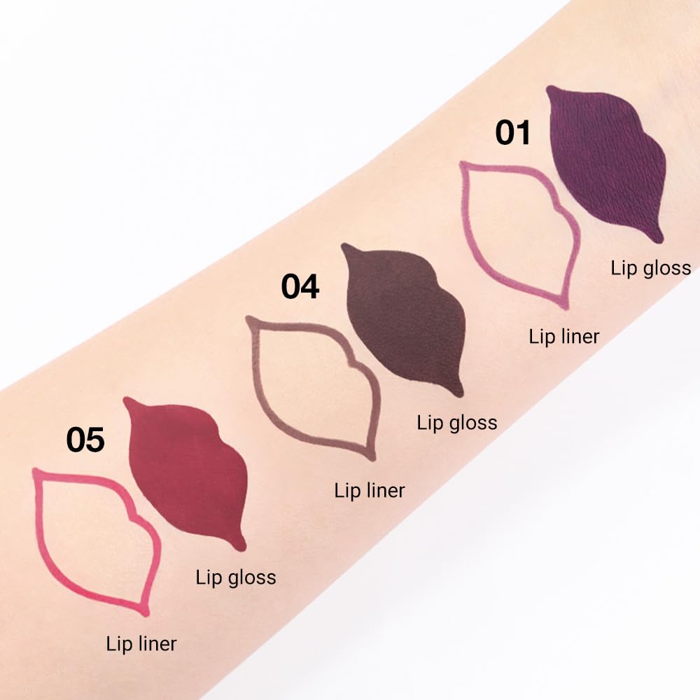 evpct 1Pcs Ruby Stoplight Red Lip Stain Paint Matte Lip Liner and Lipstick Set Long Lasting Smudge Proof labiales matte mate larga duracion listip 24 hours a prueba de agua mate 24 horas originales,05