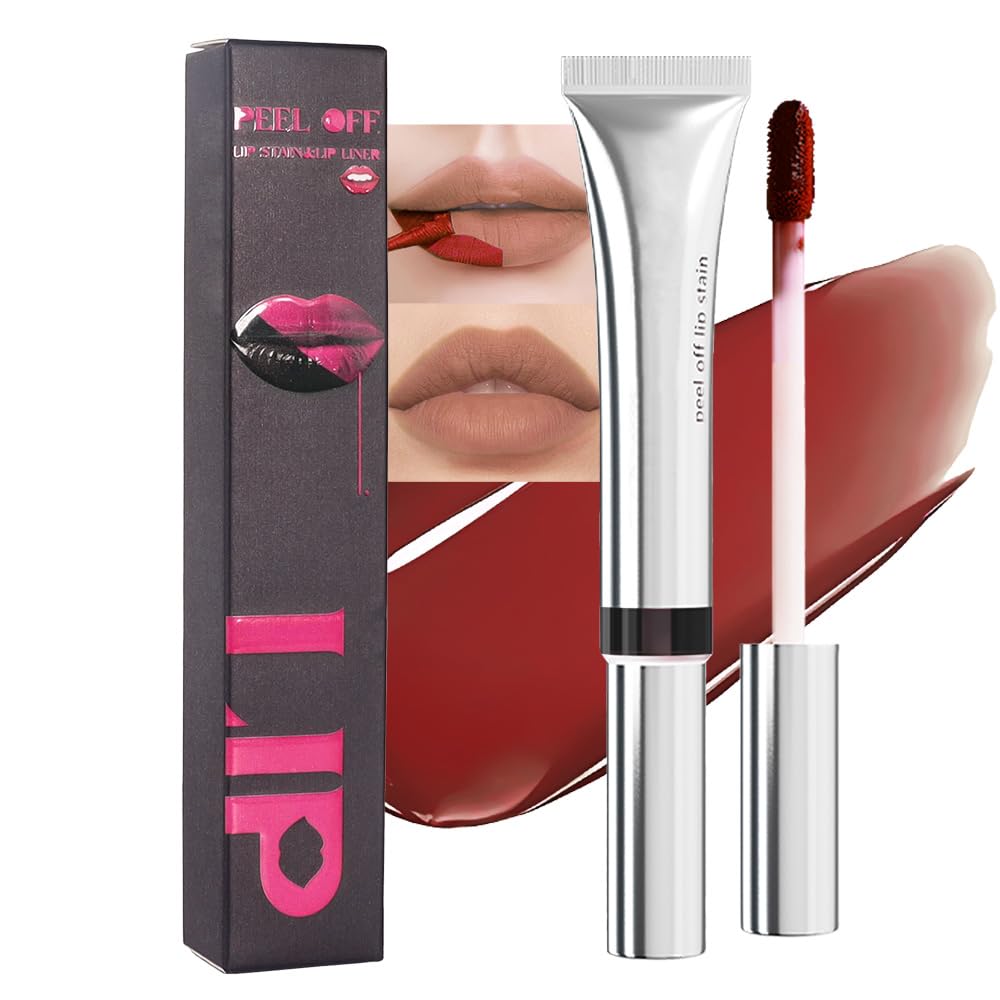 evpct Lip Tains Peel off, Peel off Lip Liner Tattoo Lip Stain Tint Gloss Marker Makeup, Long Lasting Waterproof 24 Hours Matte Finish Transfer-proof Pigmented Color Stay Lipsticks, 125 Nude Pink