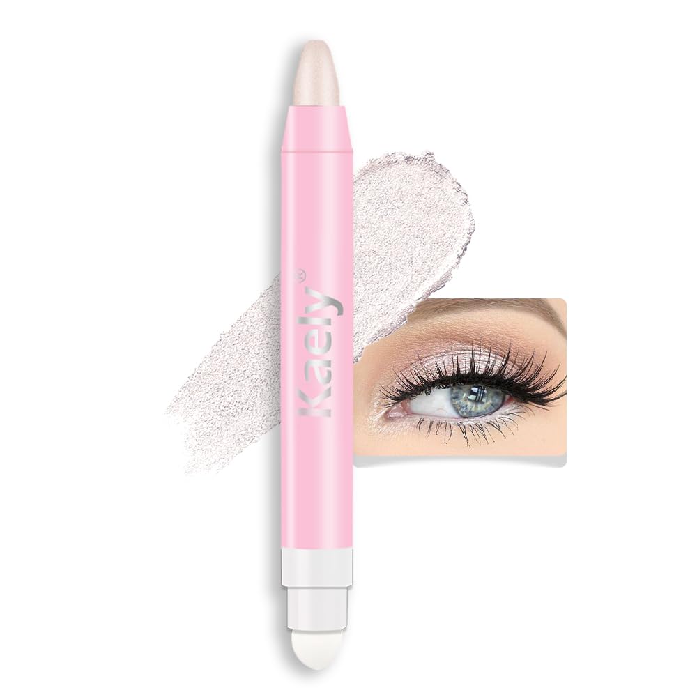 Kaely 2in1 Cream Eye Shadow Brightener Sticks for Eyes, Pencil Eyeshadow Applicator Stick Waterproof Pigmented, Eye Shadow Palette Highlighter Makeup, sombras para ojos, 17 Champagne Shimmer