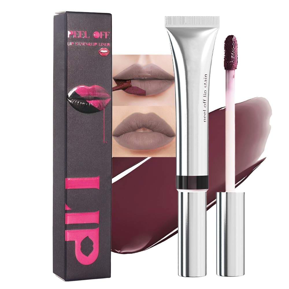 evpct Lip Tains Peel off, Peel off Lip Liner Tattoo Lip Stain Tint Gloss Marker Makeup, Long Lasting Waterproof 24 Hours Matte Finish Transfer-proof Pigmented Color Stay Lipsticks, 125 Nude Pink