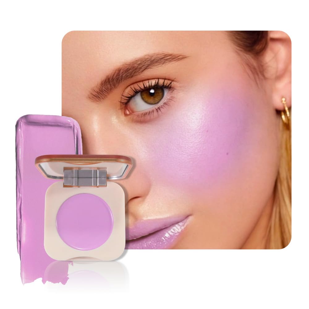Hot Pink Cream Blush on Face for Women Cheeks Makeup Palettes, Matte Single Pink Creamy Blushes for Cheek and Contour Highlighter Make up Palette, Natural, Vegan & Cruelty-Free, #06