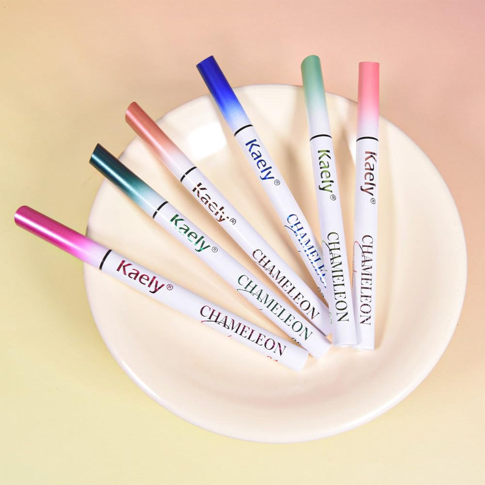 Kaely Chameleon Liquid Eyeliner, Glitter Metallic Chrome Eyeliner Liquid, Multichrome Eye Liner Waterproof Smudge Proof, High-Pigmented Makeup Looks, Quick-Drying, Cruelty-free, 02 Green