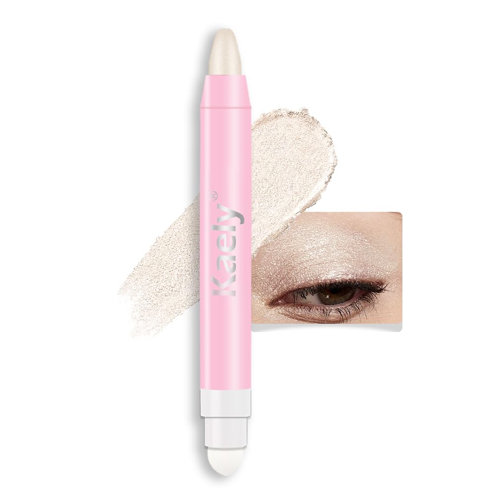 Kaely 2in1 Cream Eye Shadow Brightener Sticks for Eyes, Pencil Eyeshadow Applicator Stick Waterproof Pigmented, Eye Shadow Palette Highlighter Makeup, sombras para ojos, 17 Champagne Shimmer