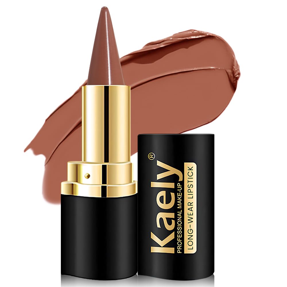 Kaely Dark Brown Gradient Matte Lip Liner Pencil & Lipstick Crayon Combo for Women, 2in1 Flawless Contour Gradual Ombre Effect Lip Pencil Makeup Waterproof, labiales mate 24 horas originales, 15
