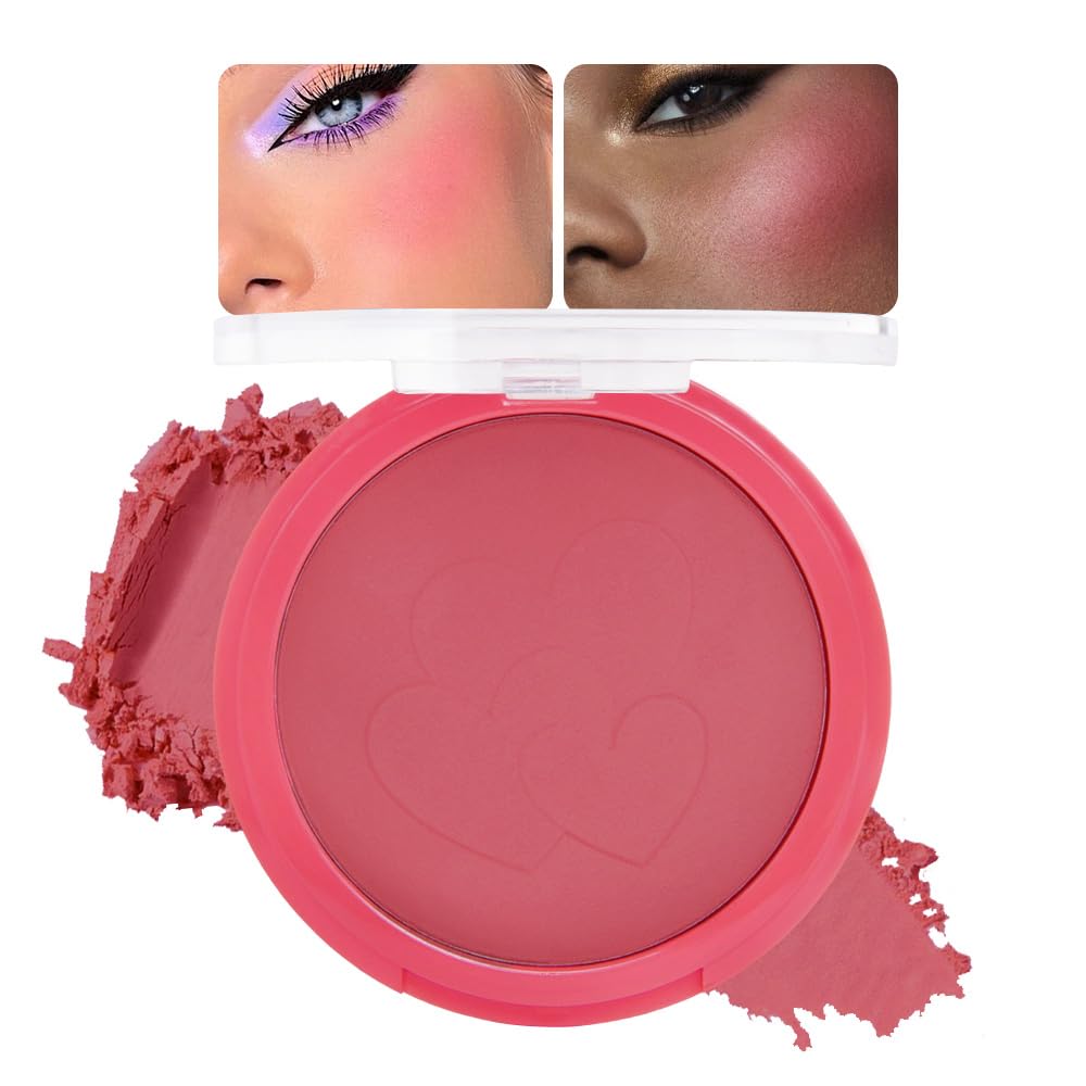 Matte Blush Cream Quads Makeup Palette, Blushes for Older Women Lip and Cheek Dual Blush Palette, Natural Lasting Pinkish Light Peach Light Brown and Orange Red, Paleta de rubor 4 colores