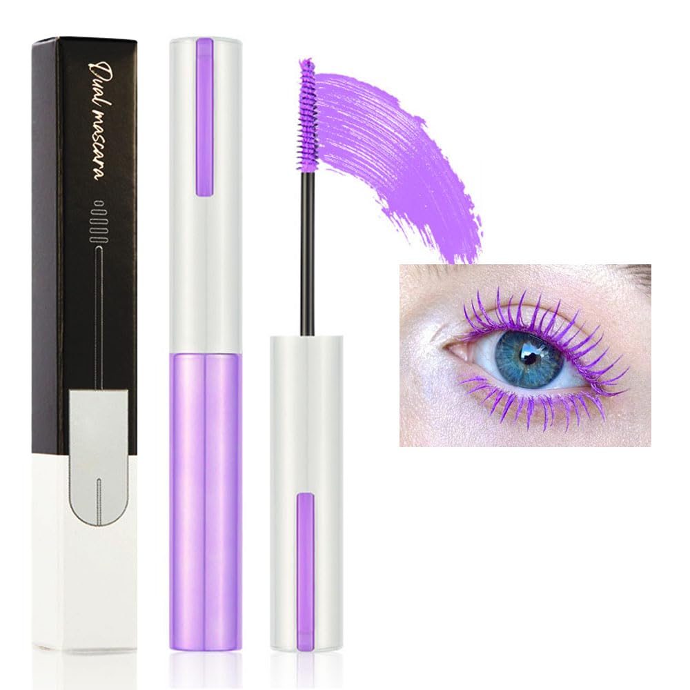 Colored Colorful Waterproof Mascara for Eyelashes Set,Blue White Black Brown Purple Long lasting Charming Voluminous Cruelty Free Vegan Eye Makeup