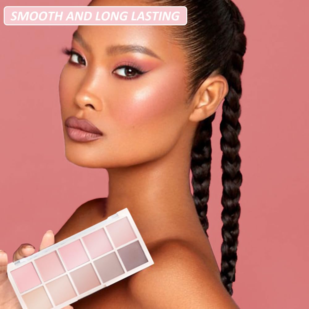 6 Colors Mini Naked Eyeshadow Makeup Palette, Neutral Nude Eye Shadow, Pink&Purple& Brown Matte Make Up Pallet with Mirror Highly Pigmented Long Lasting Waterproof Travel Size Gift Kit (Pink)