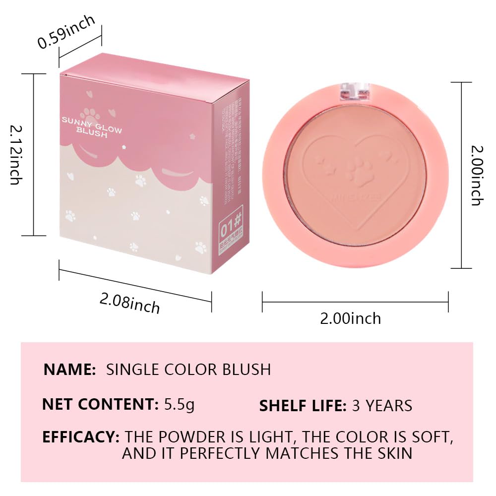Warm Orange Powder Matte Blush with Mirror – Lightweight Smooth Blendable Baked Blush, Fade & Transfer-Resistant, Natural Matte Finish, Vegan & Cruelty Free, Perfect Makeup Gift for Women #02