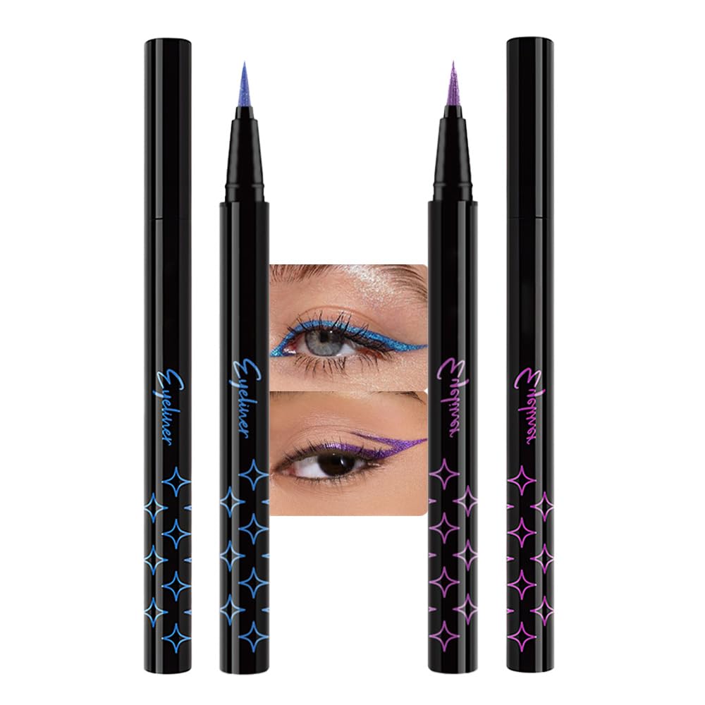 Bronze Brown Metallic Glitter Liquid Eyeliner Waterproof Pen – Long-Lasting Sparkly Waterproof Eyeliner for Women & Men – Tattoo-Effect Eye Makeup for Parties – Delineador Líquido con Brillo 03