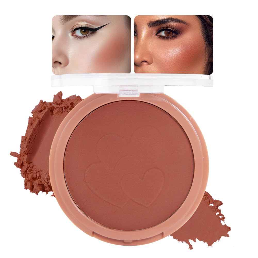 Matte Blush Cream Quads Makeup Palette, Blushes for Older Women Lip and Cheek Dual Blush Palette, Natural Lasting Pinkish Light Peach Light Brown and Orange Red, Paleta de rubor 4 colores