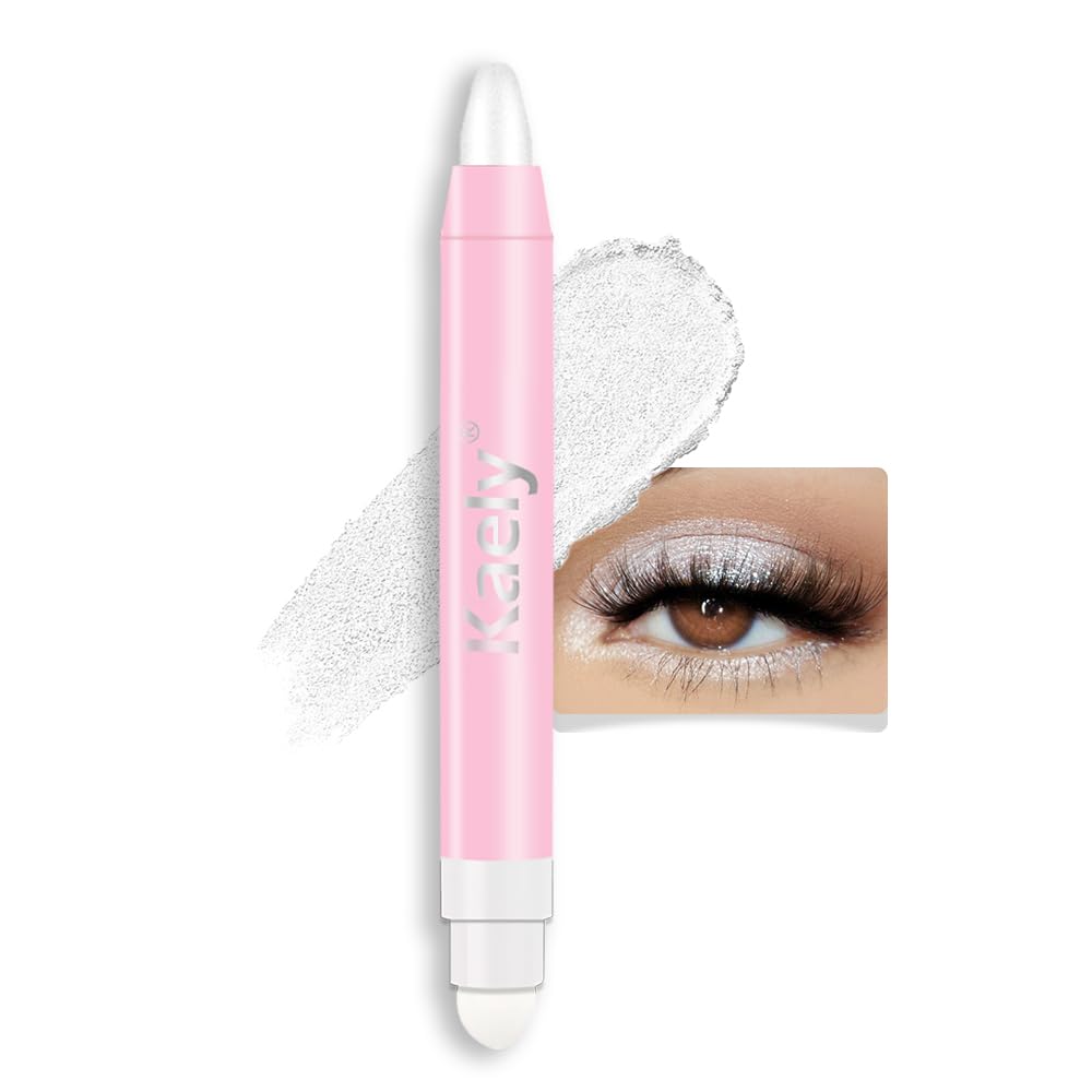 Kaely 2in1 Cream Eye Shadow Brightener Sticks for Eyes, Pencil Eyeshadow Applicator Stick Waterproof Pigmented, Eye Shadow Palette Highlighter Makeup, sombras para ojos, 17 Champagne Shimmer