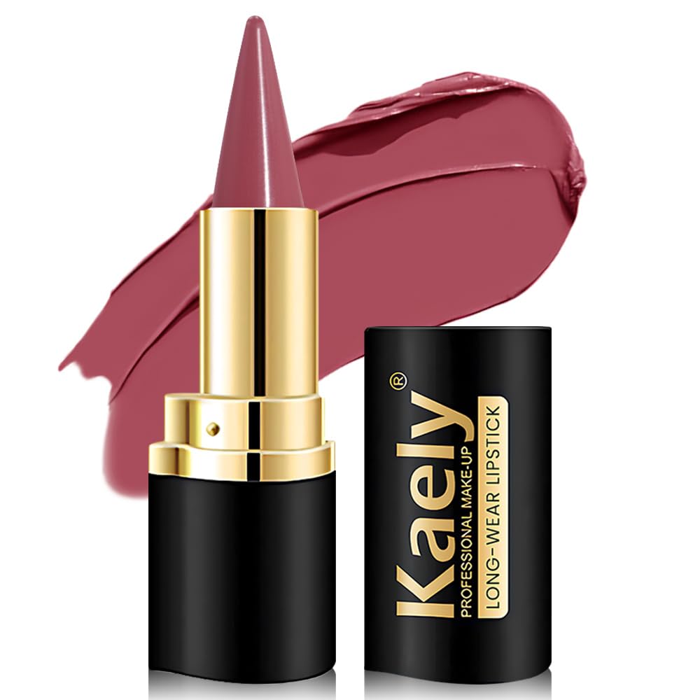 Kaely Dark Brown Gradient Matte Lip Liner Pencil & Lipstick Crayon Combo for Women, 2in1 Flawless Contour Gradual Ombre Effect Lip Pencil Makeup Waterproof, labiales mate 24 horas originales, 15