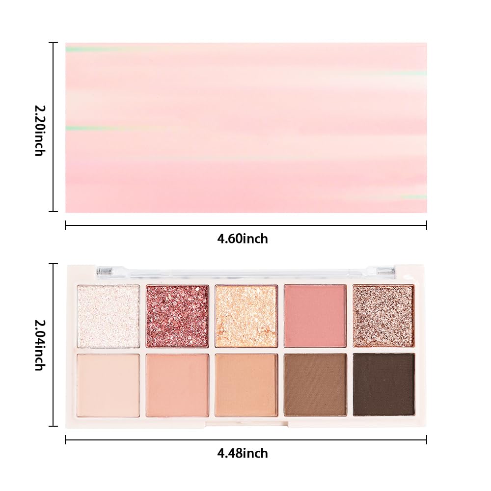 6 Colors Mini Naked Eyeshadow Makeup Palette, Neutral Nude Eye Shadow, Pink&Purple& Brown Matte Make Up Pallet with Mirror Highly Pigmented Long Lasting Waterproof Travel Size Gift Kit (Pink)