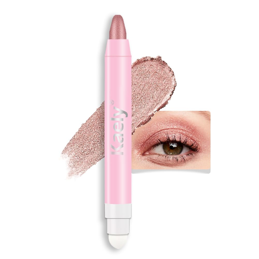 Kaely 2in1 Cream Eye Shadow Brightener Sticks for Eyes, Pencil Eyeshadow Applicator Stick Waterproof Pigmented, Eye Shadow Palette Highlighter Makeup, sombras para ojos, 17 Champagne Shimmer