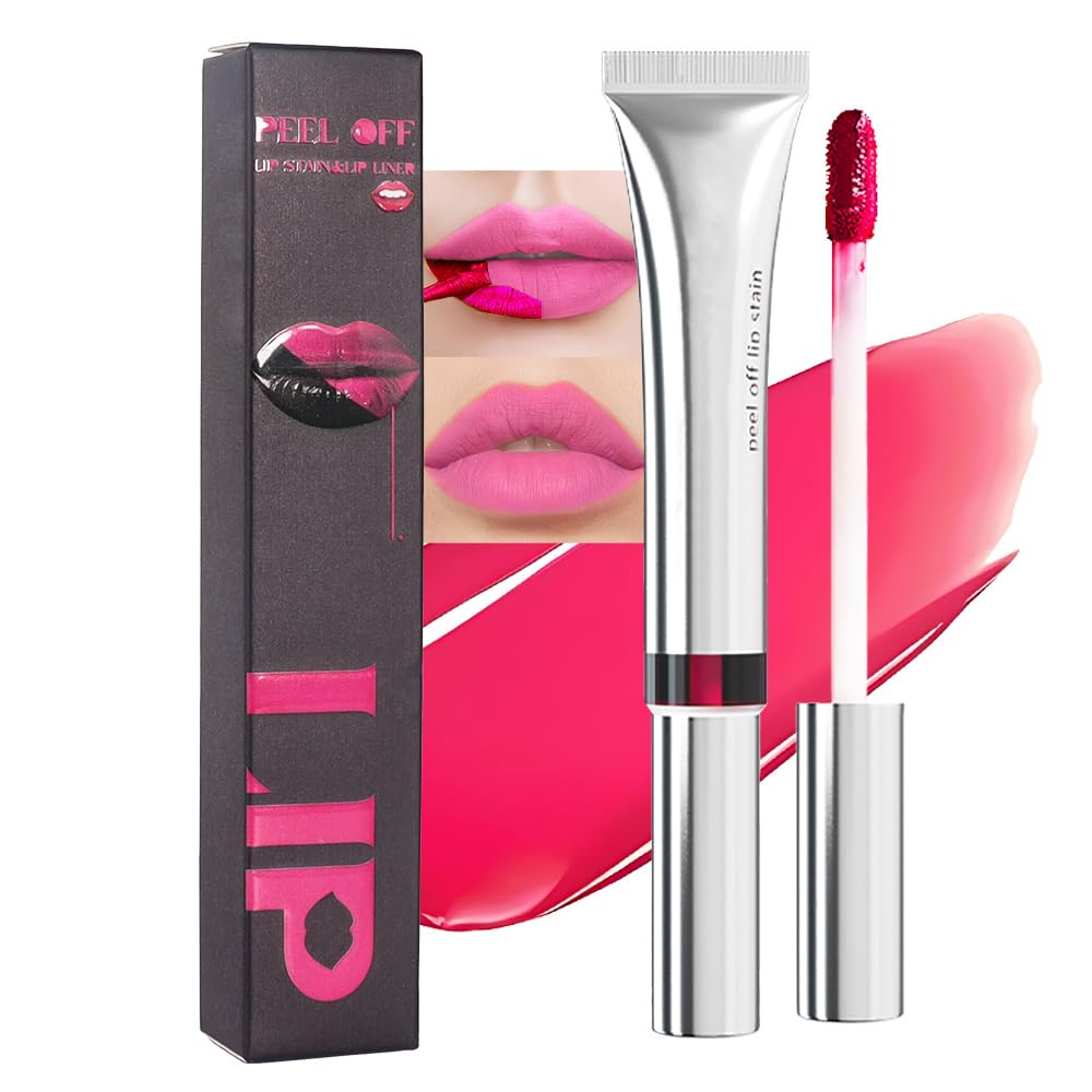 evpct Lip Tains Peel off, Peel off Lip Liner Tattoo Lip Stain Tint Gloss Marker Makeup, Long Lasting Waterproof 24 Hours Matte Finish Transfer-proof Pigmented Color Stay Lipsticks, 125 Nude Pink