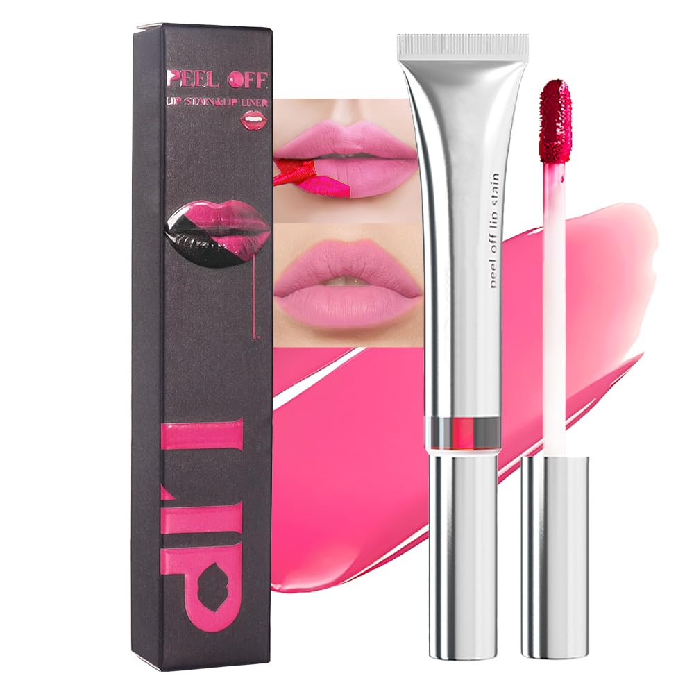 evpct Lip Tains Peel off, Peel off Lip Liner Tattoo Lip Stain Tint Gloss Marker Makeup, Long Lasting Waterproof 24 Hours Matte Finish Transfer-proof Pigmented Color Stay Lipsticks, 125 Nude Pink