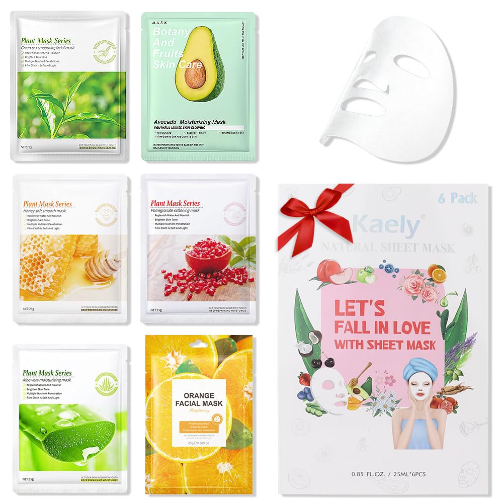 Kaely 10 Pack Variety Sheet Masks,Spa Party Face Masks for Kids Skin Care,Facial Mask Skincare Set Korean,Moisturize,Brighten,Nourish for All Skin Types,Birthday Gifts for Women Men Girls,Set01