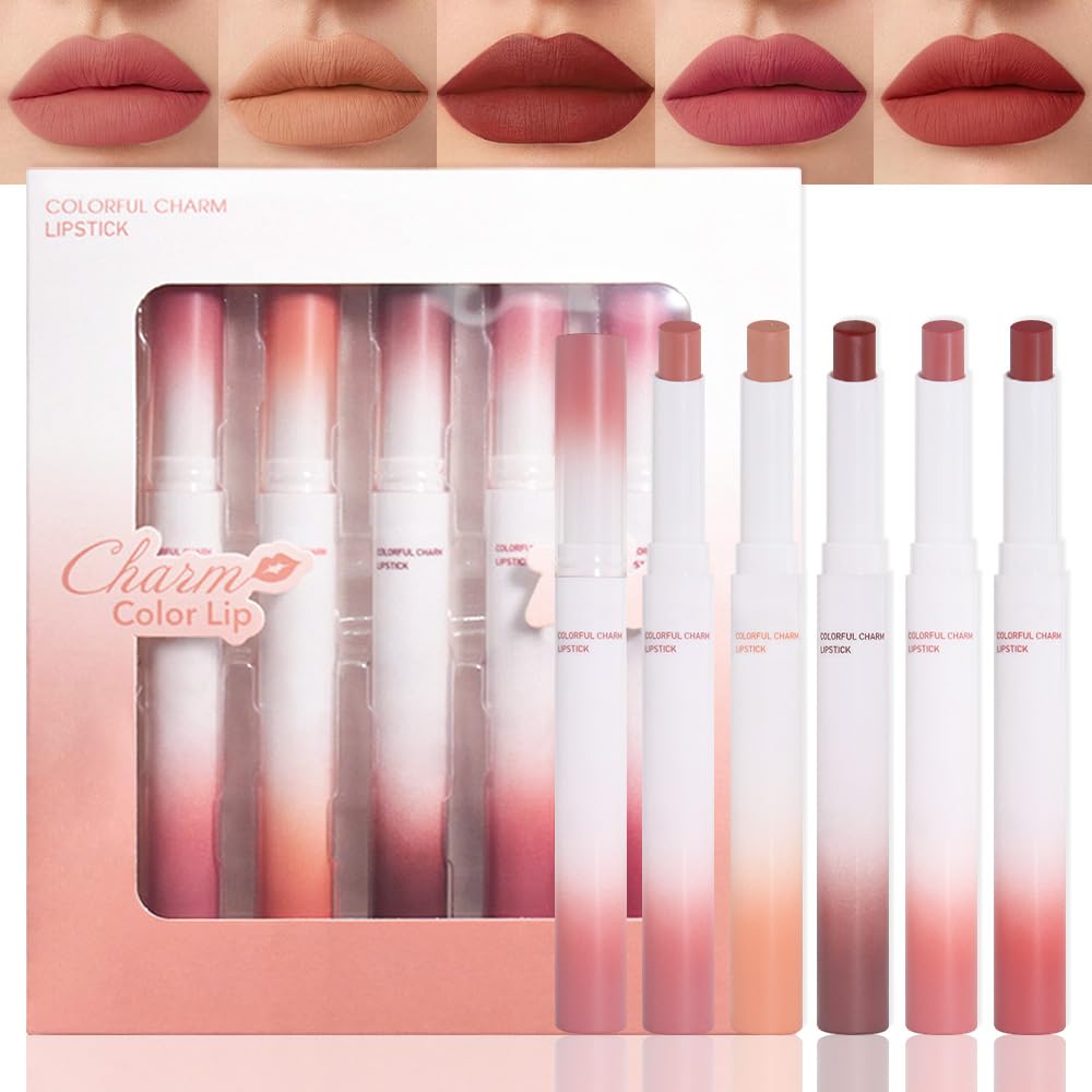 evpct 3Pcs Dark Deep Orange Brown Coffee Nude Matte Lipstick Sets for Women 24 Hour Matt Matte Lipstick Long Lasting Waterproof and Smudge Proof Fall Color Lipstick Shades Dark Brown Lip Liner Set 02