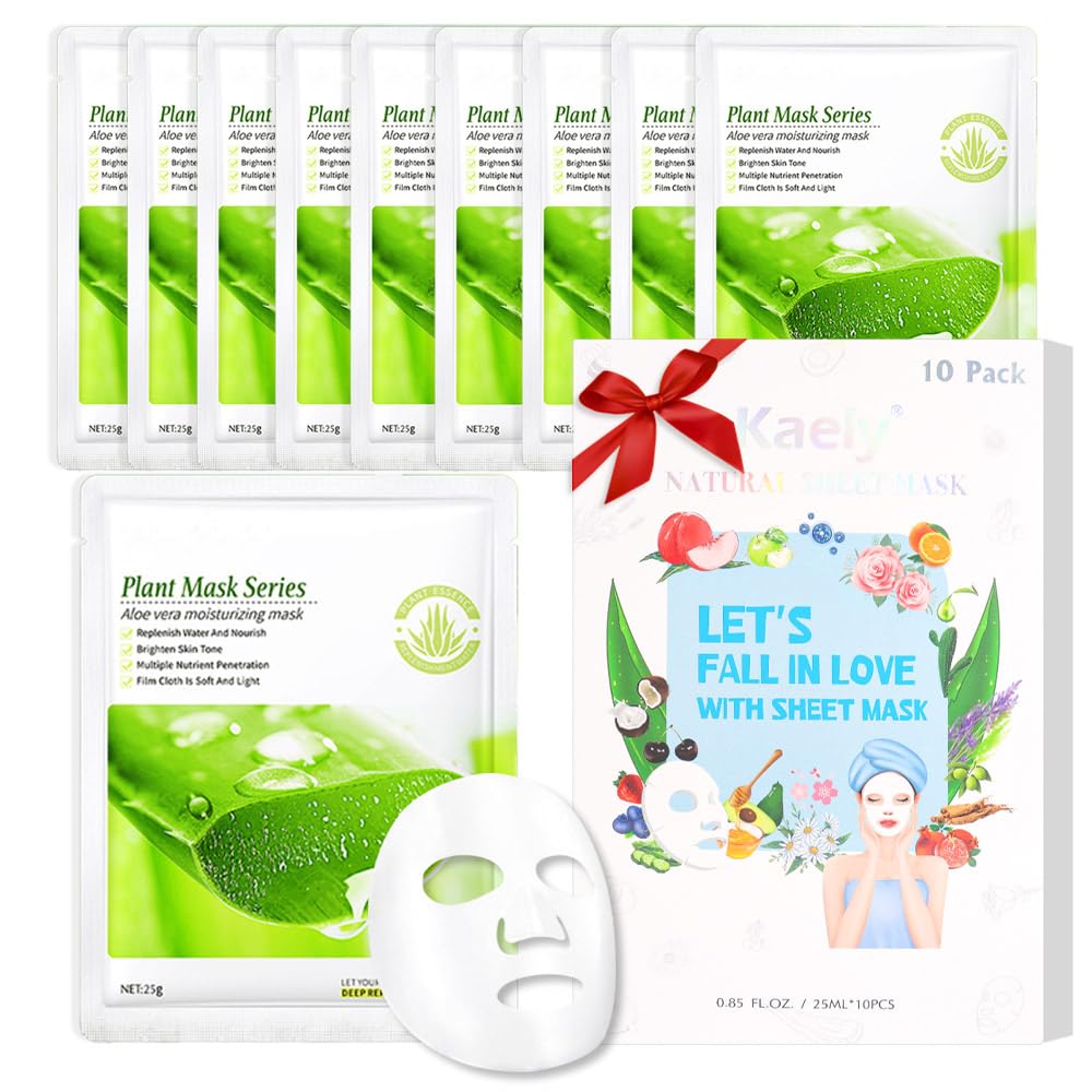 Kaely 10 Pack Variety Sheet Masks,Spa Party Face Masks for Kids Skin Care,Facial Mask Skincare Set Korean,Moisturize,Brighten,Nourish for All Skin Types,Birthday Gifts for Women Men Girls,Set01