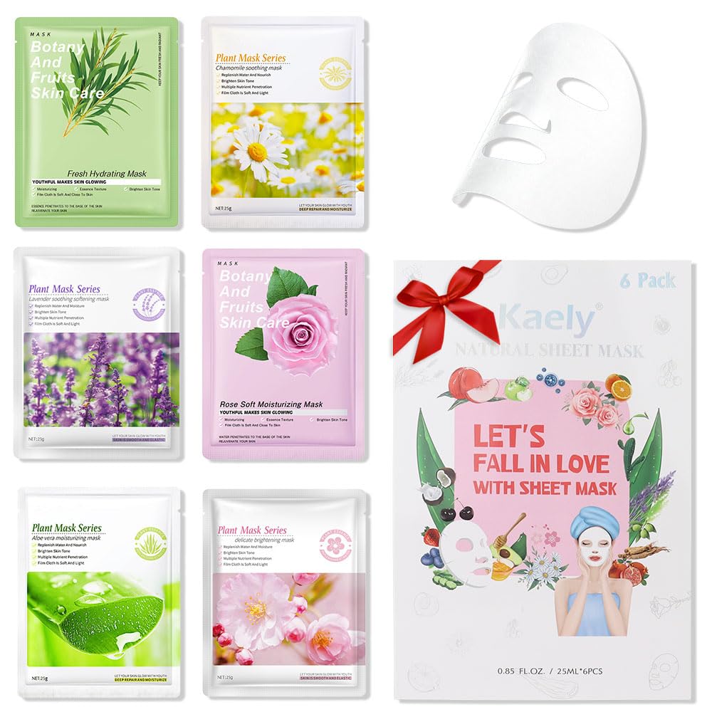 Kaely 10 Pack Variety Sheet Masks,Spa Party Face Masks for Kids Skin Care,Facial Mask Skincare Set Korean,Moisturize,Brighten,Nourish for All Skin Types,Birthday Gifts for Women Men Girls,Set01