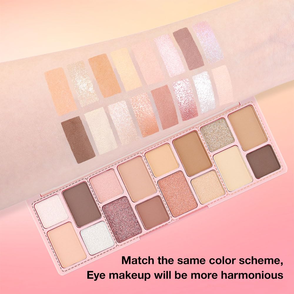 6 Colors Mini Naked Eyeshadow Makeup Palette, Neutral Nude Eye Shadow, Pink&Purple& Brown Matte Make Up Pallet with Mirror Highly Pigmented Long Lasting Waterproof Travel Size Gift Kit (Pink)