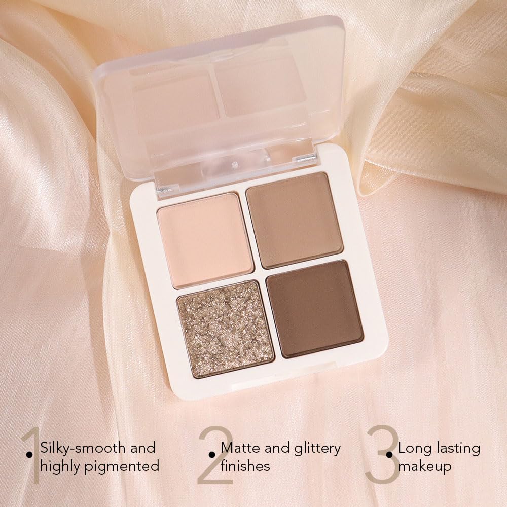 6 Colors Mini Naked Eyeshadow Makeup Palette, Neutral Nude Eye Shadow, Pink&Purple& Brown Matte Make Up Pallet with Mirror Highly Pigmented Long Lasting Waterproof Travel Size Gift Kit (Pink)