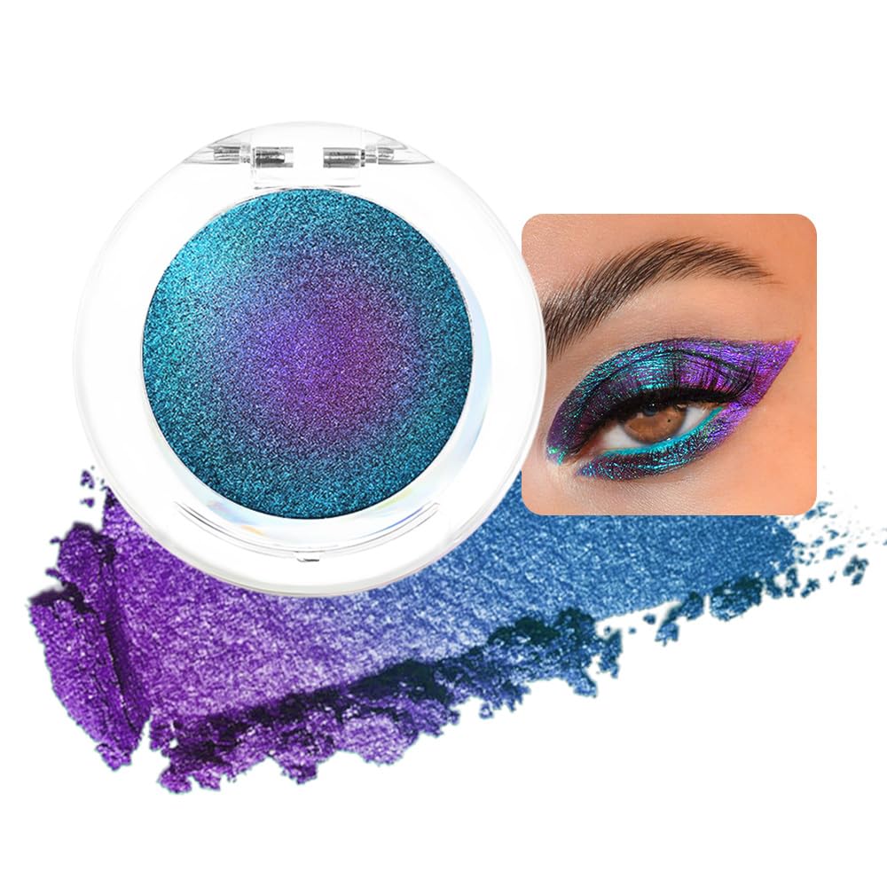 evpct Pearl White Glitter Holographic Iridescent Sparkly Eyeshadow Palette Makeup, White Pink Shimmer Glitter Loose Powder Single Eyeshadow Palette, Chameleon Multichrome Eye shadow Makeup Highlighter