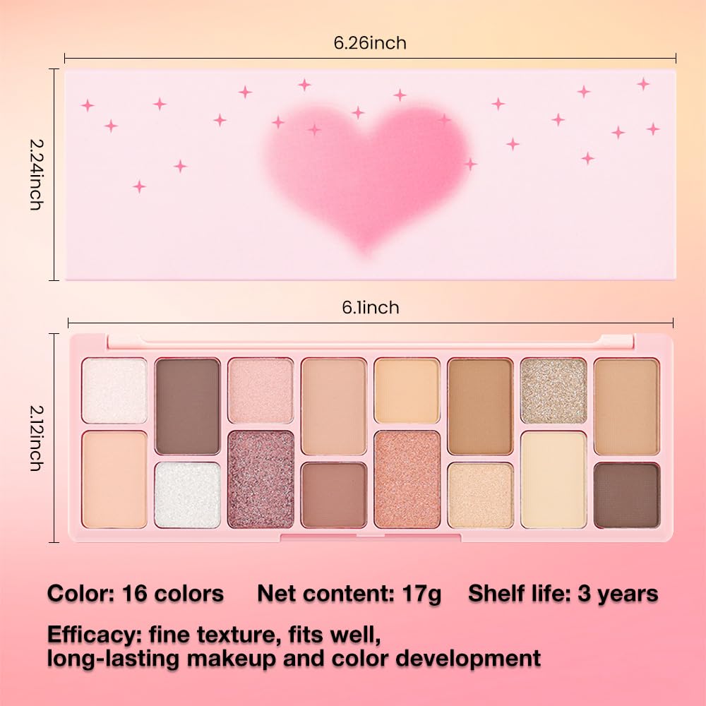 6 Colors Mini Naked Eyeshadow Makeup Palette, Neutral Nude Eye Shadow, Pink&Purple& Brown Matte Make Up Pallet with Mirror Highly Pigmented Long Lasting Waterproof Travel Size Gift Kit (Pink)