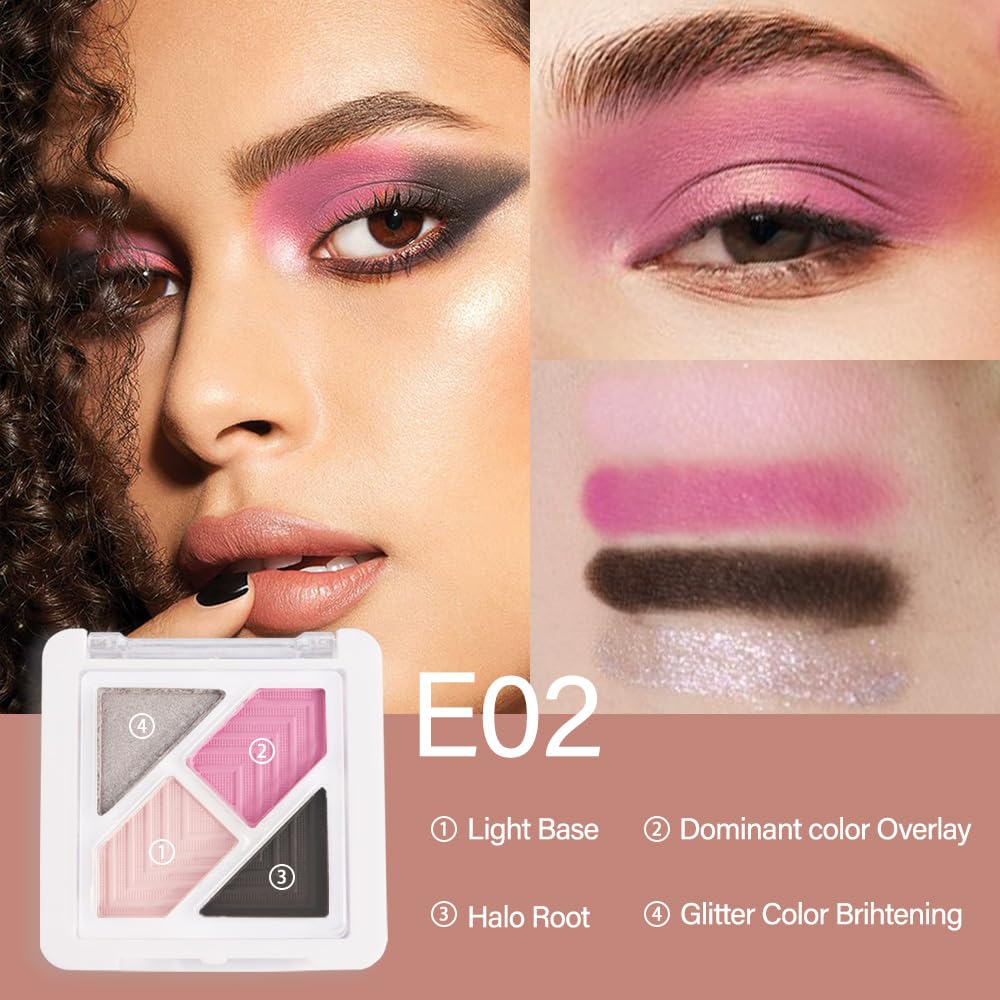 6 Colors Mini Naked Eyeshadow Makeup Palette, Neutral Nude Eye Shadow, Pink&Purple& Brown Matte Make Up Pallet with Mirror Highly Pigmented Long Lasting Waterproof Travel Size Gift Kit (Pink)