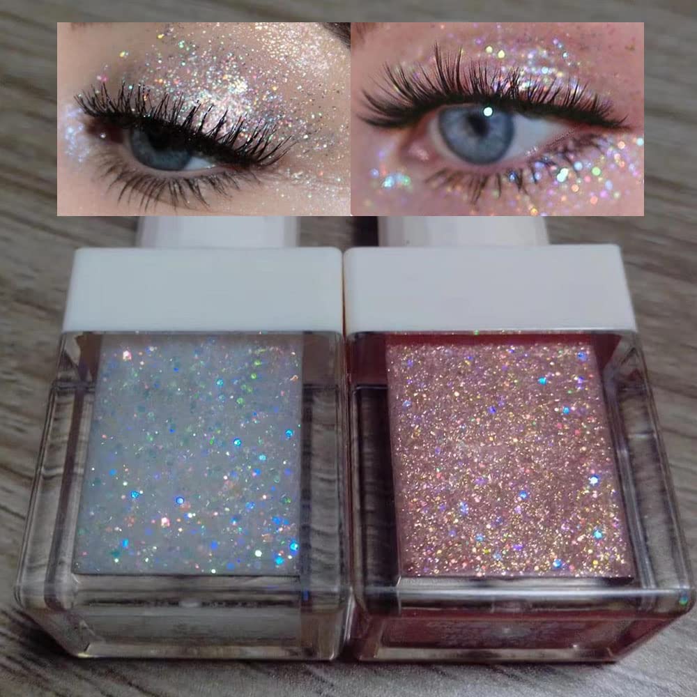 Liquid Sparkling Glitter Eye Shadow Sticks – Crystal Silver Golden Eyeshadow, Eyeliner, Eyelid Shimmer Highlight Makeup, sombra de para ojos,Waterproof Quick-Drying