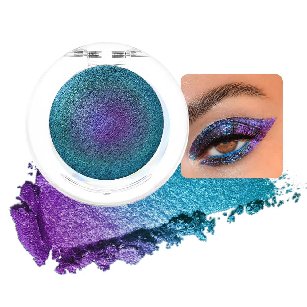 evpct Pearl White Glitter Holographic Iridescent Sparkly Eyeshadow Palette Makeup, White Pink Shimmer Glitter Loose Powder Single Eyeshadow Palette, Chameleon Multichrome Eye shadow Makeup Highlighter