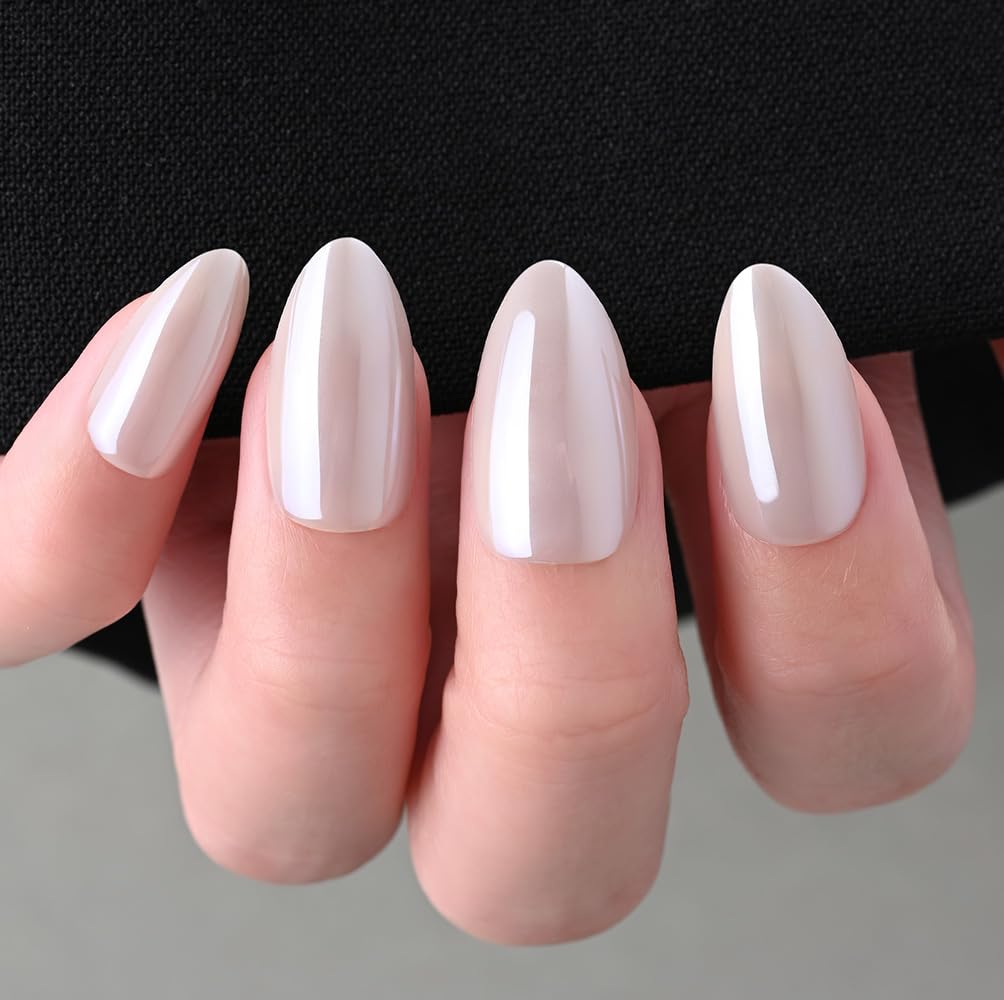 Cat Eye Press on Nails Short Almond - Dark Purple Chameleon Shimmer Glossy Press on Nails for Gift, Soft Gel Press Glue On Nail with Nail Glue, Supremely Fit Full Cover Reusable Acrylic Fake Nails Kit