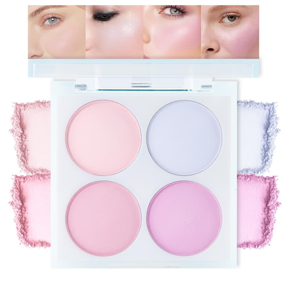 Matte Blush Cream Quads Makeup Palette, Blushes for Older Women Lip and Cheek Dual Blush Palette, Natural Lasting Pinkish Light Peach Light Brown and Orange Red, Paleta de rubor 4 colores