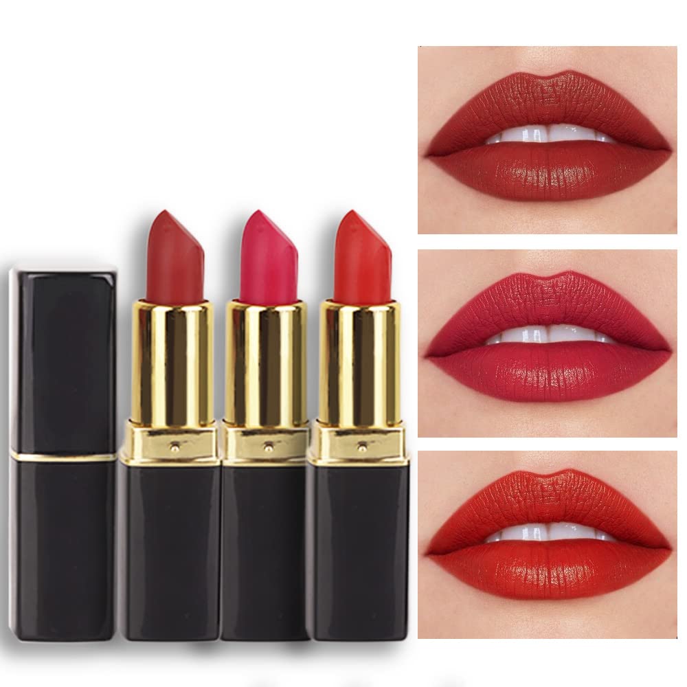 evpct 3Pcs Dark Deep Orange Brown Coffee Nude Matte Lipstick Sets for Women 24 Hour Matt Matte Lipstick Long Lasting Waterproof and Smudge Proof Fall Color Lipstick Shades Dark Brown Lip Liner Set 02