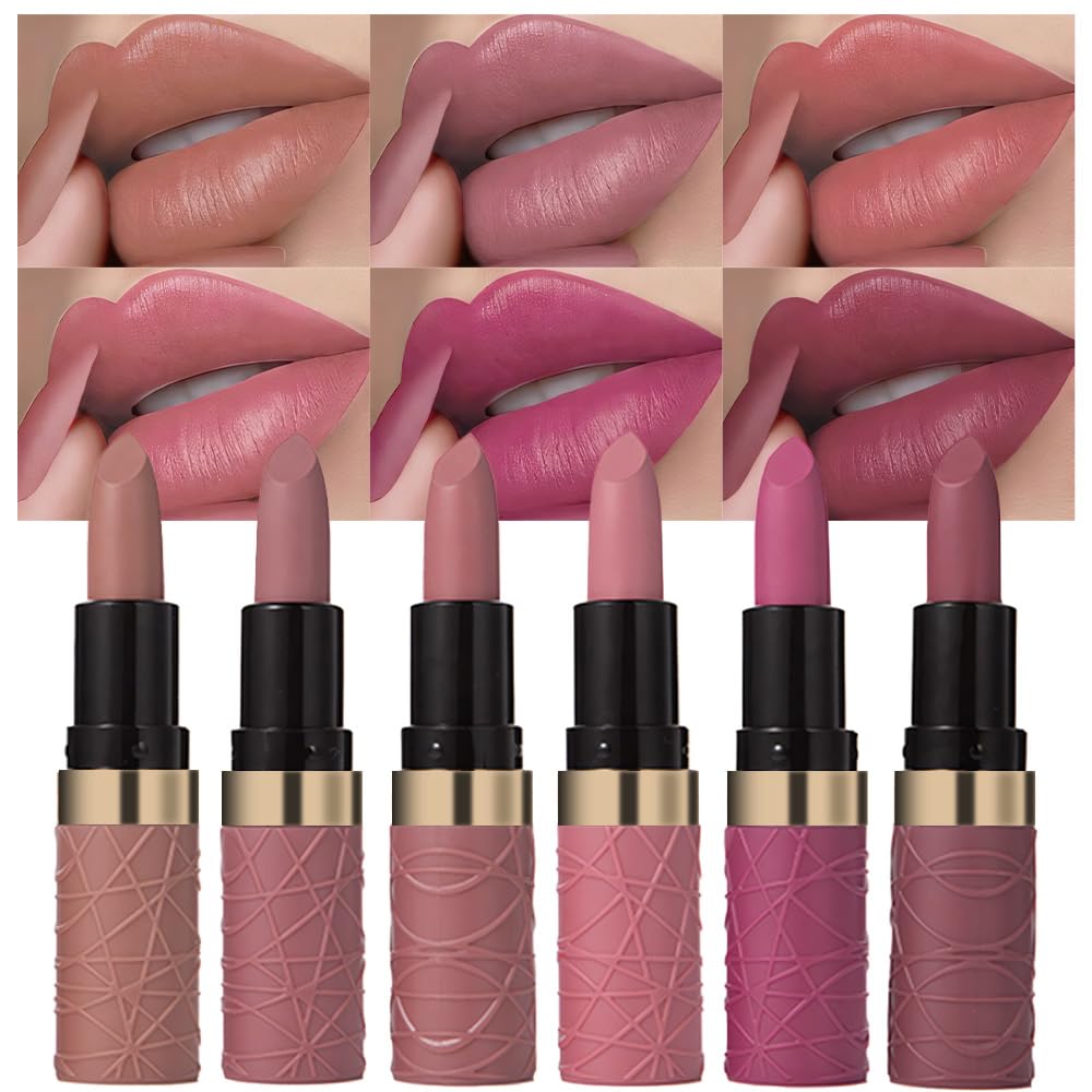 evpct 3Pcs Dark Deep Orange Brown Coffee Nude Matte Lipstick Sets for Women 24 Hour Matt Matte Lipstick Long Lasting Waterproof and Smudge Proof Fall Color Lipstick Shades Dark Brown Lip Liner Set 02