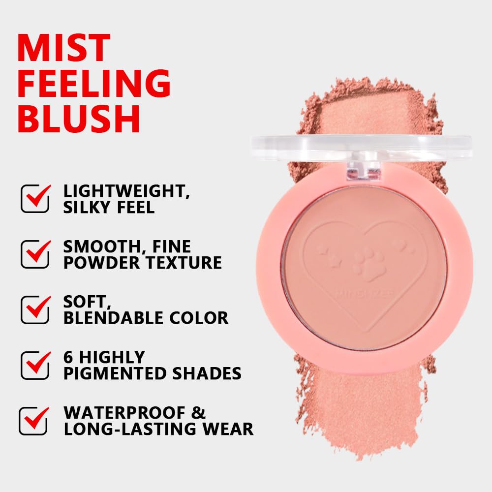 Warm Orange Powder Matte Blush with Mirror – Lightweight Smooth Blendable Baked Blush, Fade & Transfer-Resistant, Natural Matte Finish, Vegan & Cruelty Free, Perfect Makeup Gift for Women #02