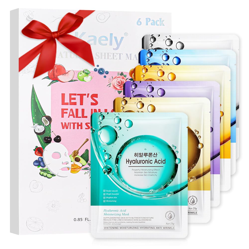 Kaely 10 Pack Variety Sheet Masks, Spa Party Face Masks for Kids Skincare Set, Facial Masks Beauty with Natural Ingredients, Moisturize Soothe for All Skin Types, Birthday Christmas Gifts, Set01