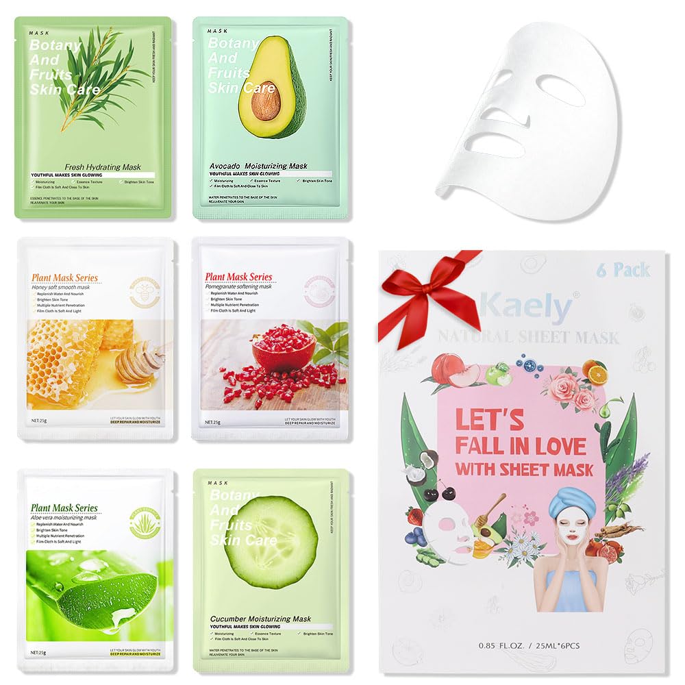 Kaely 10 Pack Variety Sheet Masks,Spa Party Face Masks for Kids Skin Care,Facial Mask Skincare Set Korean,Moisturize,Brighten,Nourish for All Skin Types,Birthday Gifts for Women Men Girls,Set01