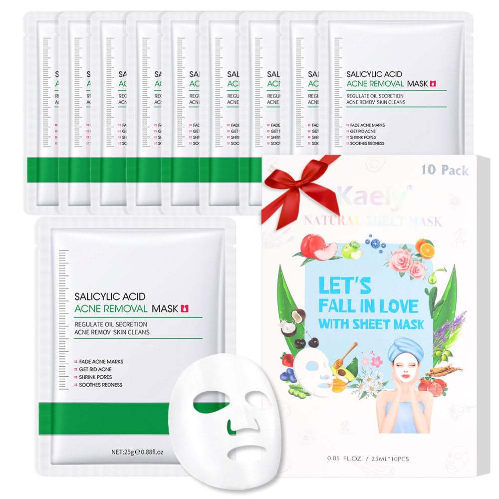 Kaely 10 Pack Variety Sheet Masks,Spa Party Face Masks for Kids Skin Care,Facial Mask Skincare Set Korean,Moisturize,Brighten,Nourish for All Skin Types,Birthday Gifts for Women Men Girls,Set01